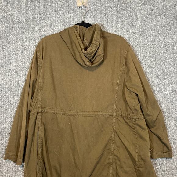 Old Navy Jacket Womens 1X Green Army Jacket Full Zip Snaps Plus Size Soft Hooded - Picture 10 of 10